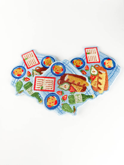 Picnic Embroidered Patch Food Iron On Charcuterie Hat Totes