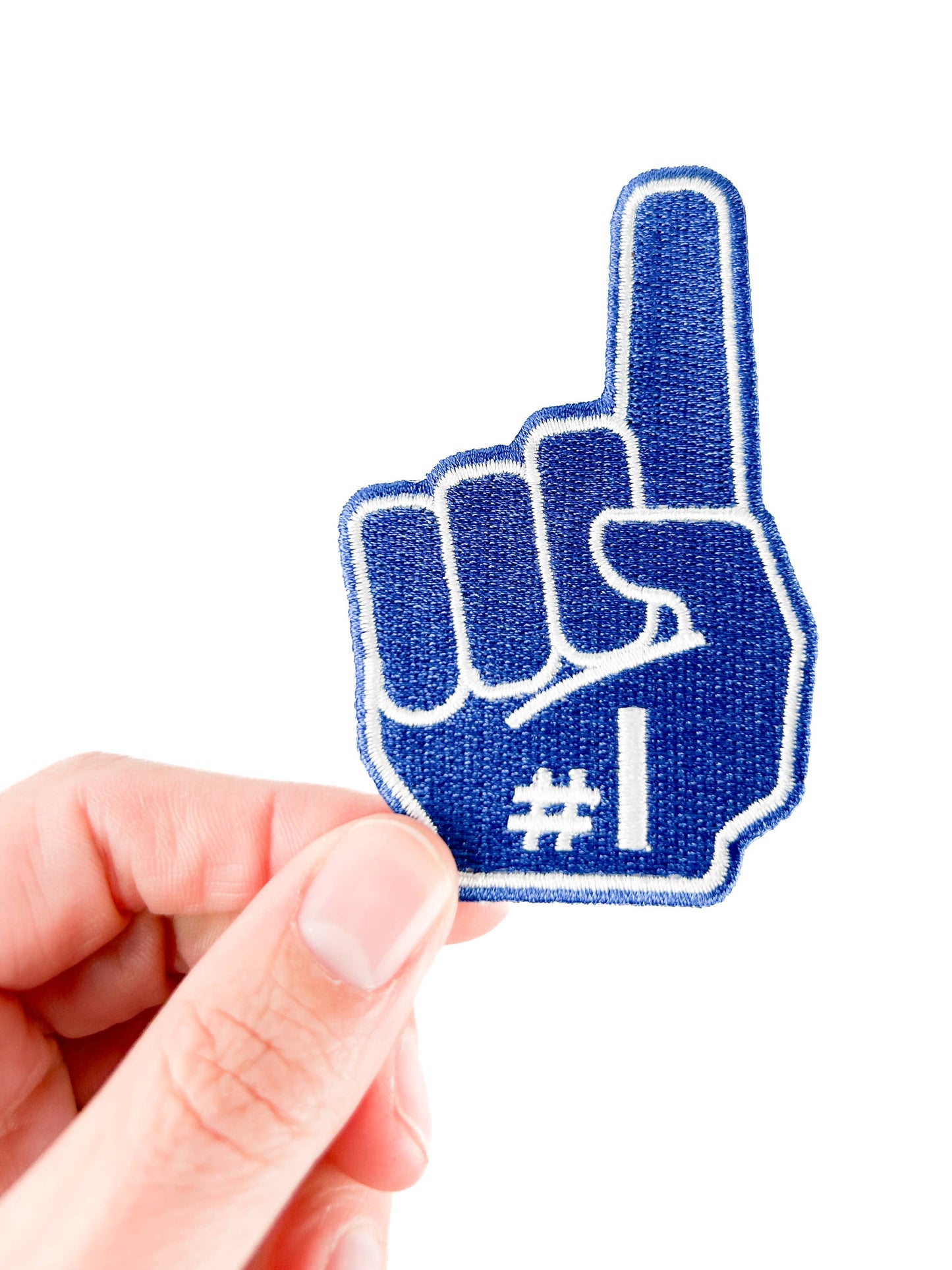 Number One Foam Finger Patch Sports Fan Embroidered Iron On