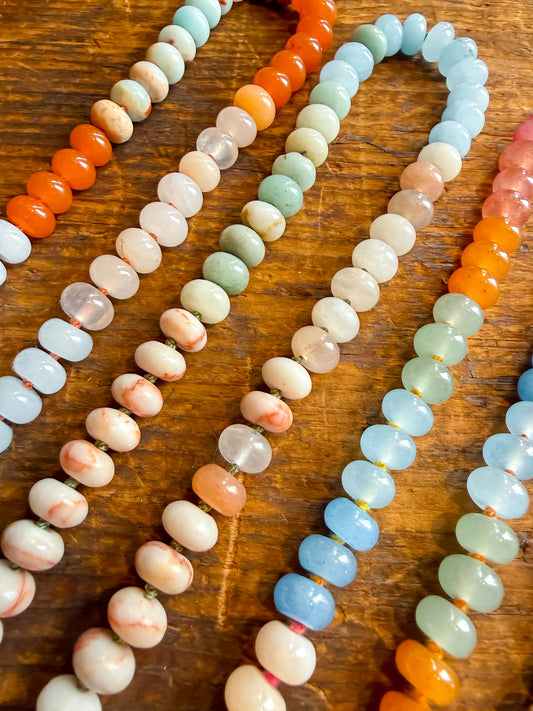 Amazonite Hand Knotted Necklace with Charm Holder Clasp