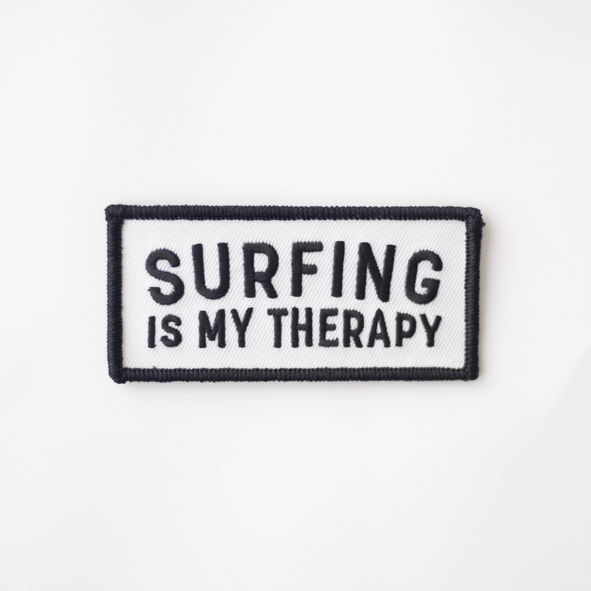 Surfing Is My Therapy Embroidered Iron on Patch: No