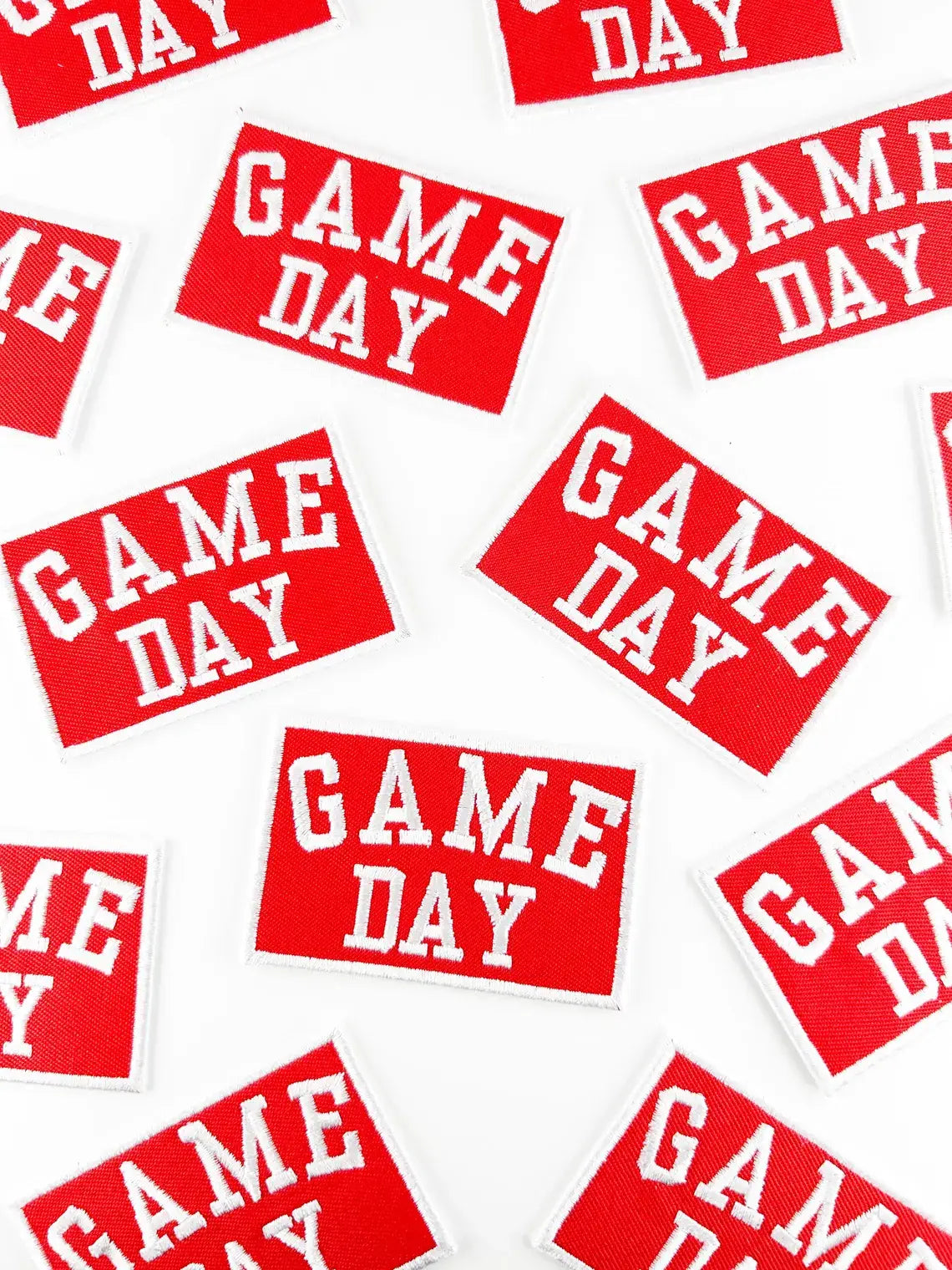 Red Game Day Embroidered Iron-On Patch Football Tailgate