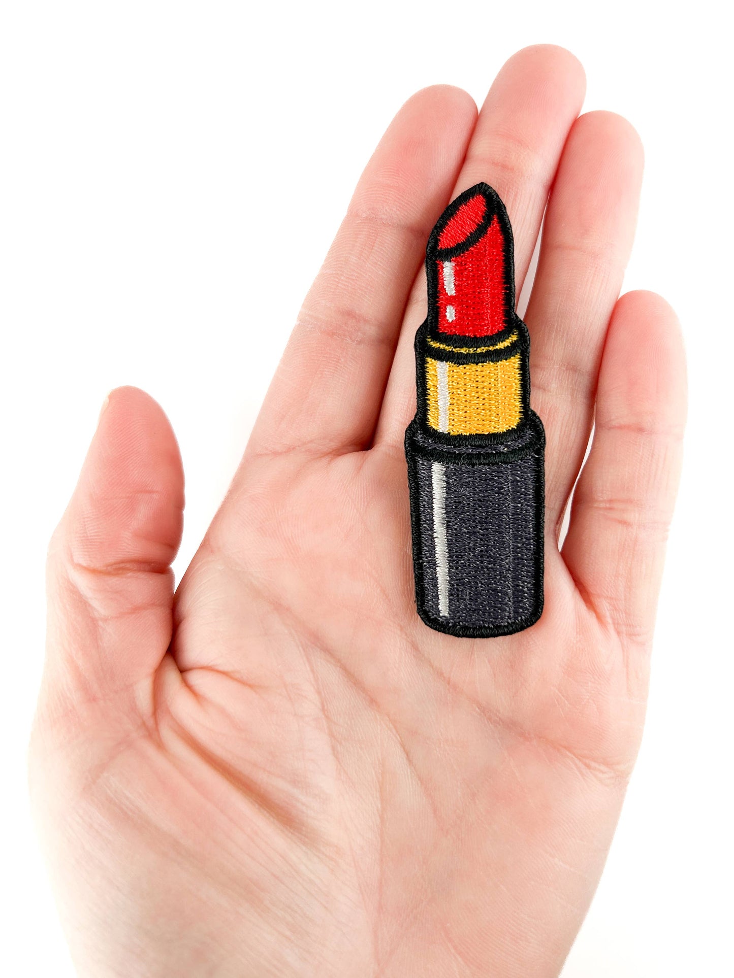 Lipstick Embroidered Patch Makeup Lover Iron On Patch Tote