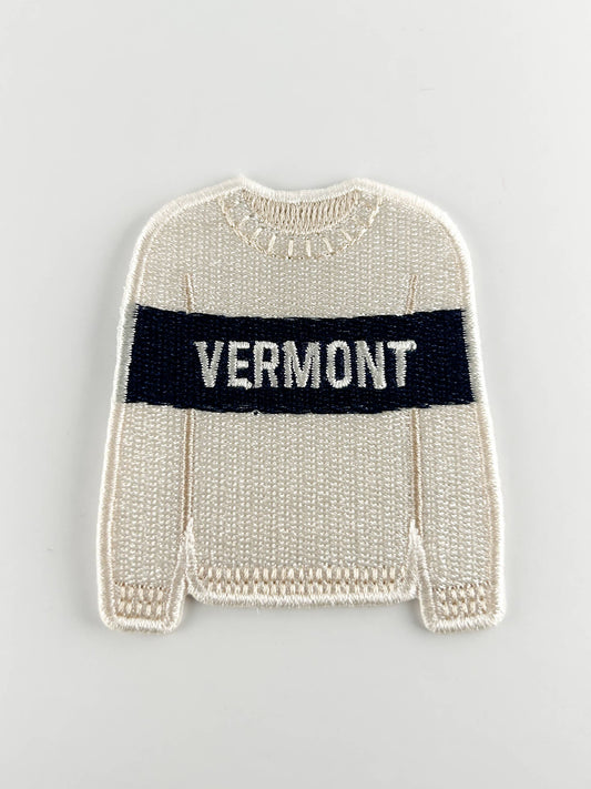Vermont Sweater Embroidered Patch Ski Town Iron On Patch