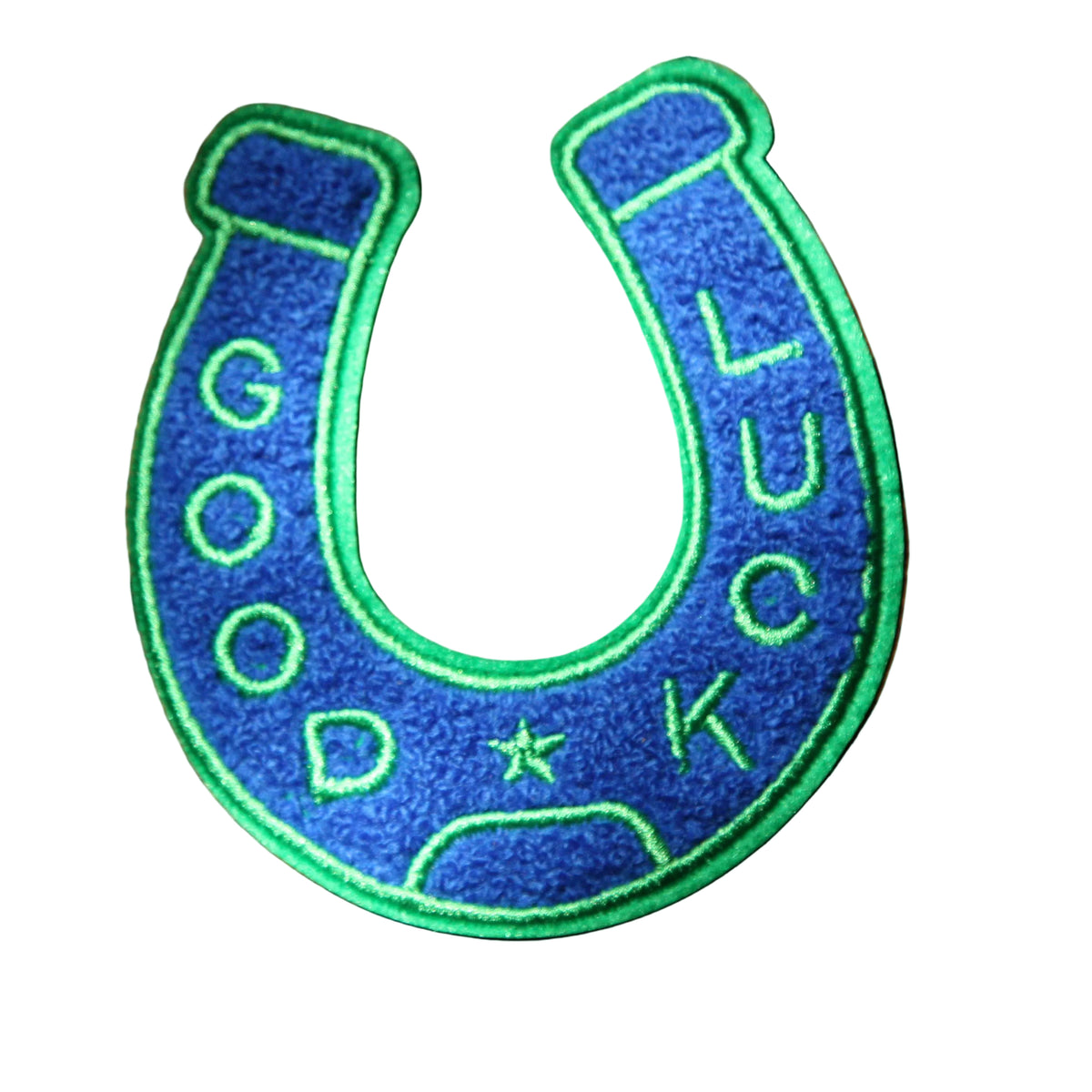 Good Luck - Blue Green - Chenille Iron On Patch