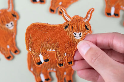 Highland Cow Embroidered Iron On Patch
