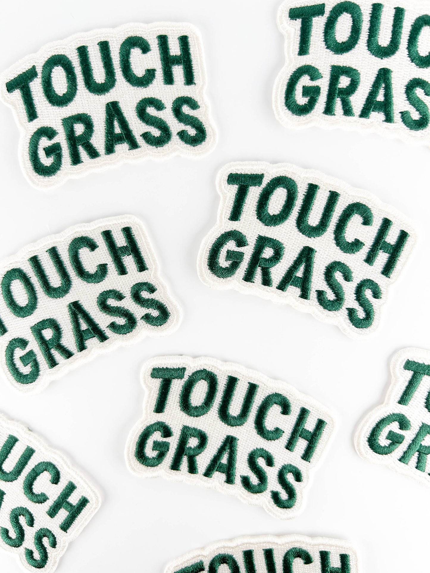Touch Grass Embroidered Patch Funny Outdoors Iron On Patch