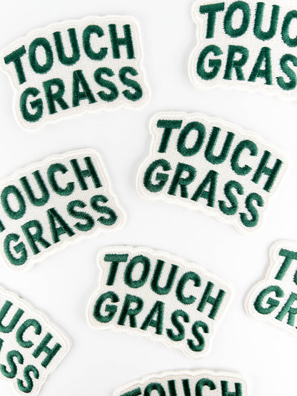 Touch Grass Embroidered Patch Funny Outdoors Iron On Patch