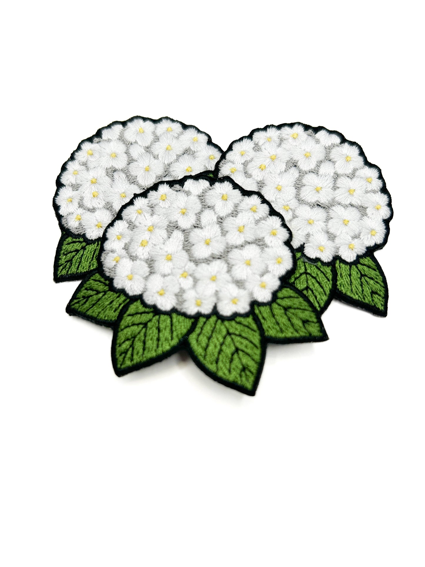 White Hydrangea Embroidered Patch