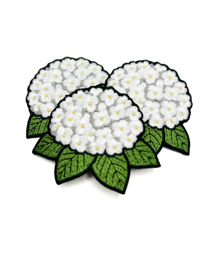 White Hydrangea Embroidered Patch