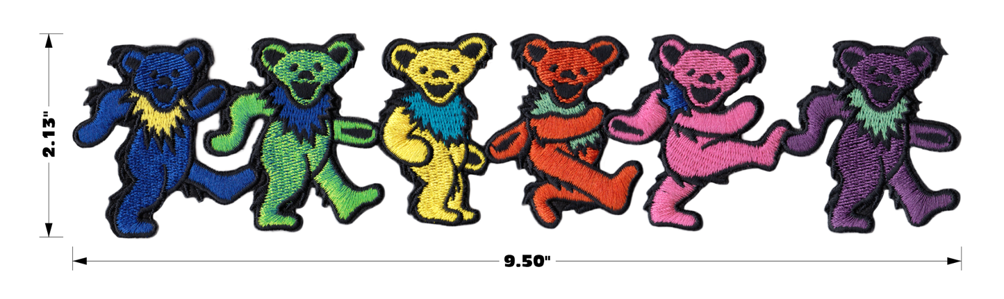 Large Grateful Dead Dancing Jerry Bears 1960s Rock Iron On Patch
