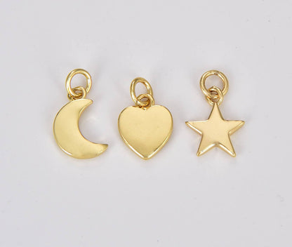Petite Symbols- 18k Gold Filled Heart, Moon, Star & Lightning Bolt