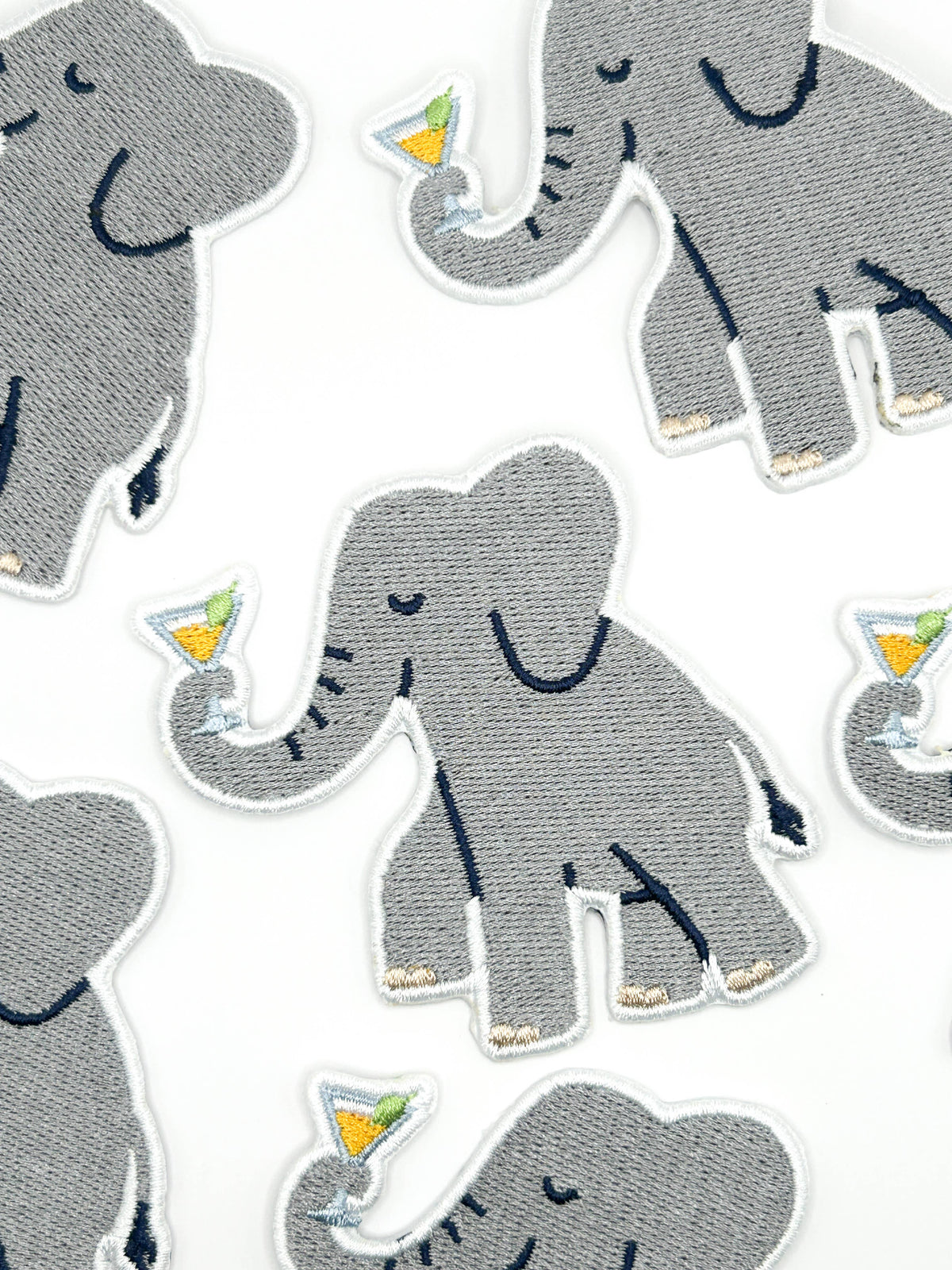 Elephant Cocktail Embroidered Patch Martini Happy Hour Fun