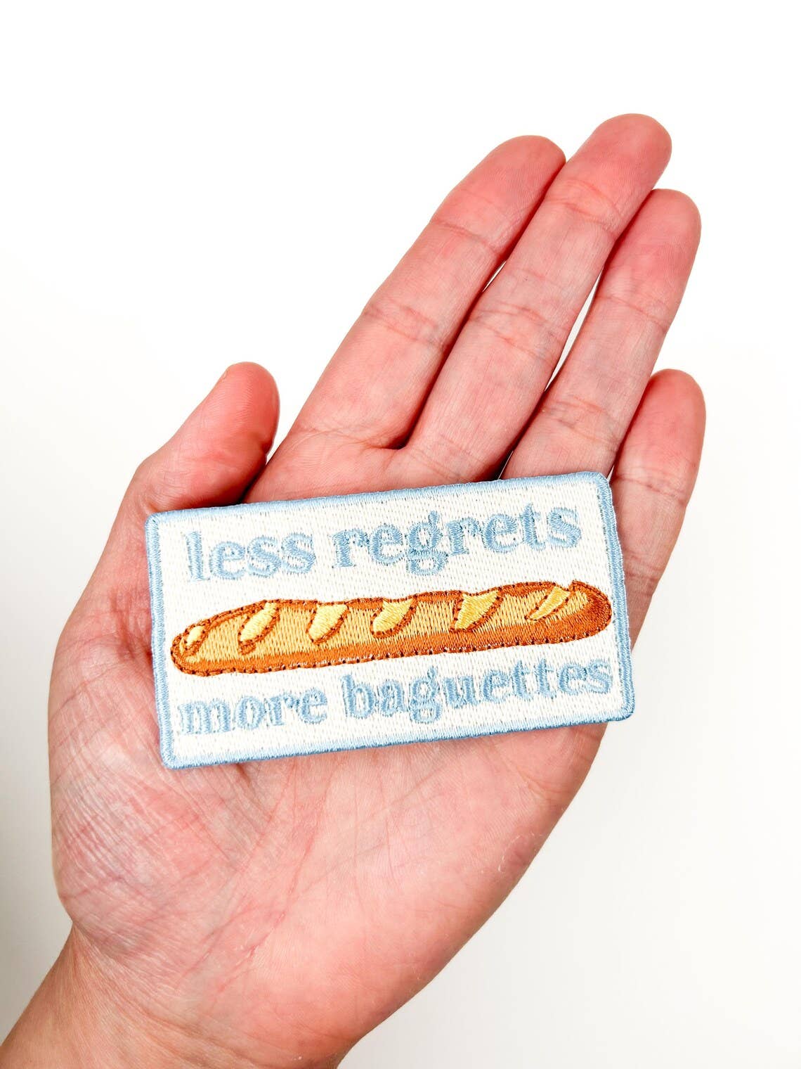 Less Regrets More Baguettes Embroidered Iron-On Patch Baking