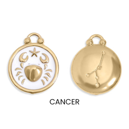 Zodiac Sign Charm Pendants- 18k Gold Filled with Colorful Enamel