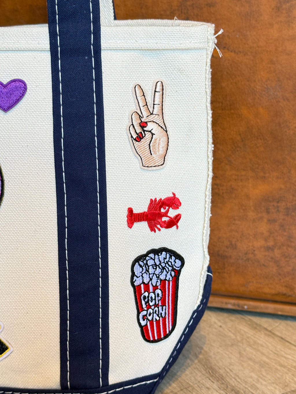 One of a Kind Upcycled LL Bean Boat and Tote (small) with Patches