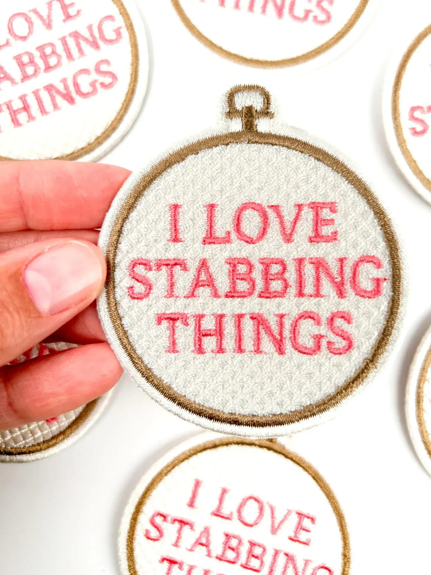 I Love Stabbing Things Embroidered Iron On Patch