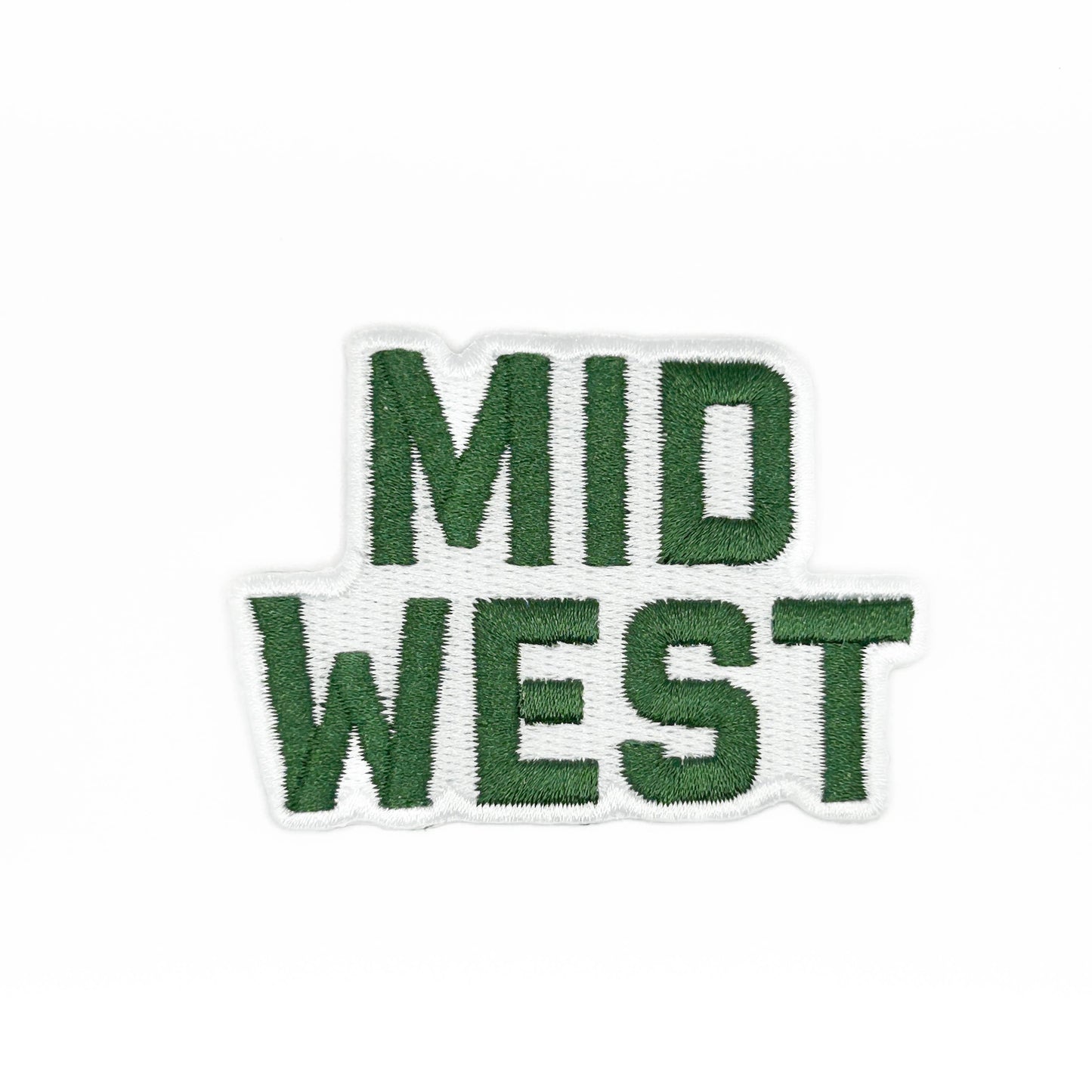 Green patch with 'MID WEST' text on a white background