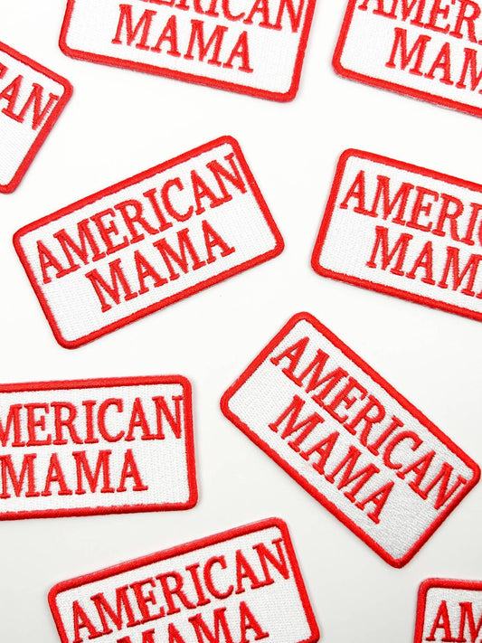 Red and white American mama patch