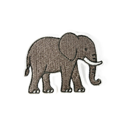 Gray elephant patch on a white background