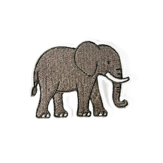 Gray elephant patch on a white background