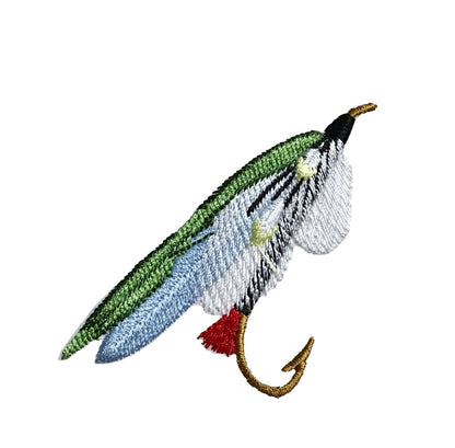Fishing lure with feathers on a white background