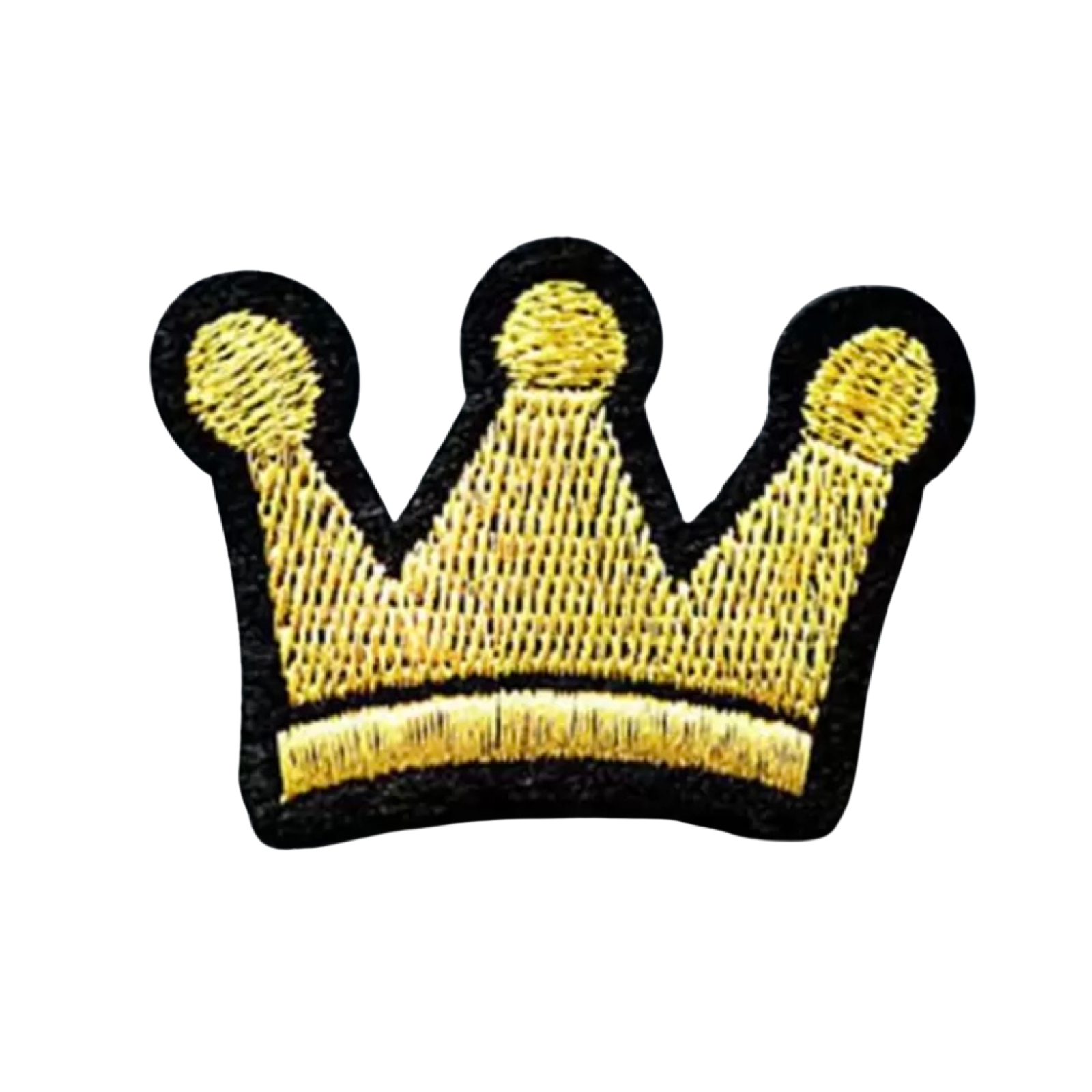 Gold crown patch on a white background