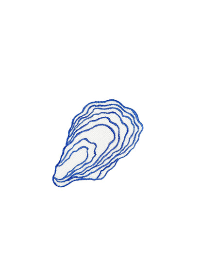Outline of an oyster shell on a white background