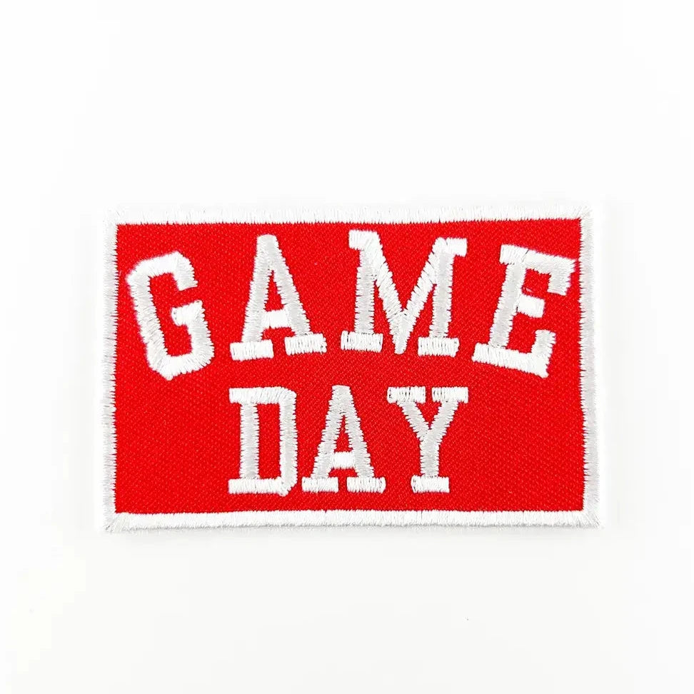 Red patch with 'GAME DAY' text on a white background