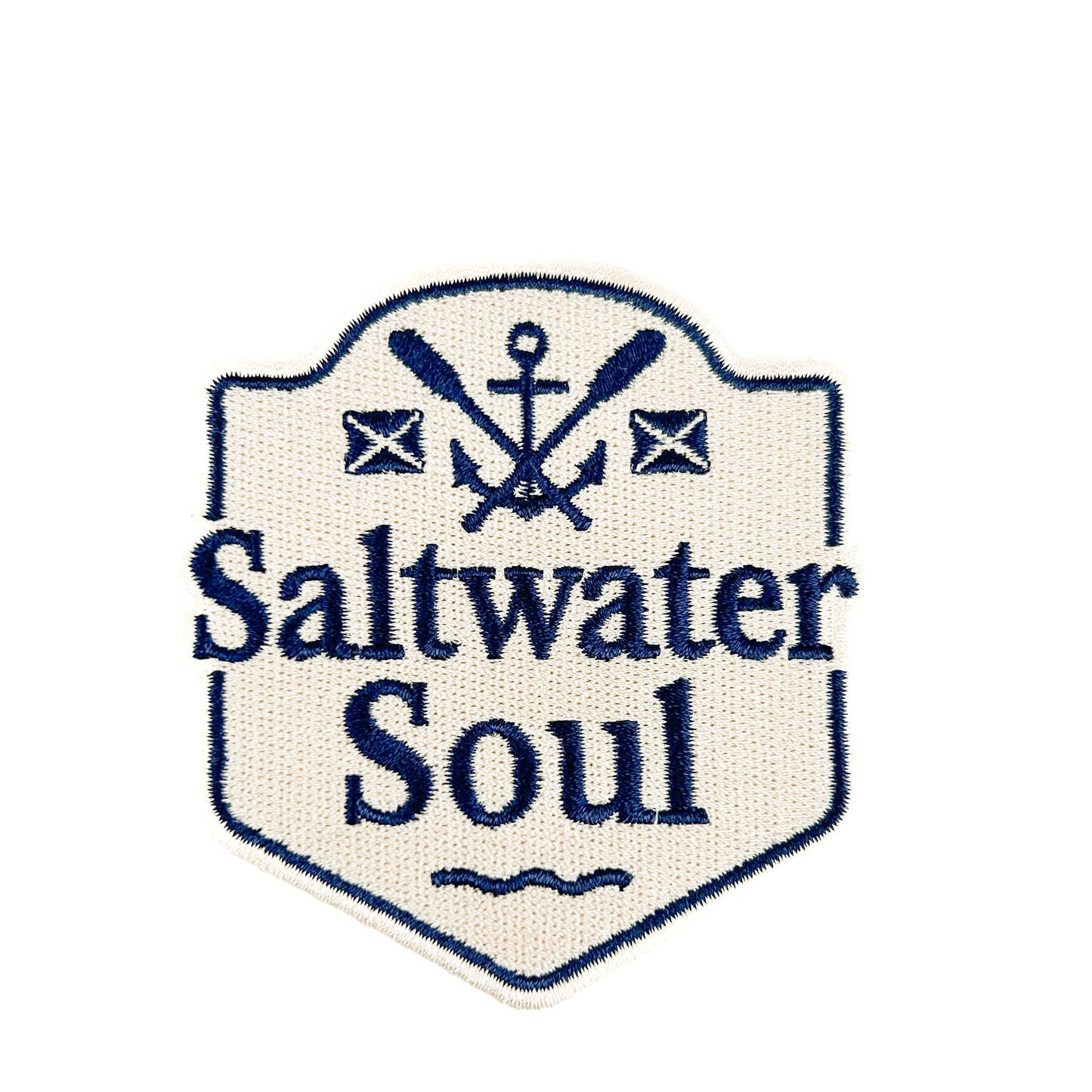 Logo of 'Saltwater Soul' with an anchor and oars design on a white background
