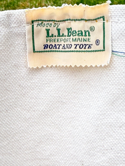 L.L. Bean label on a white fabric background