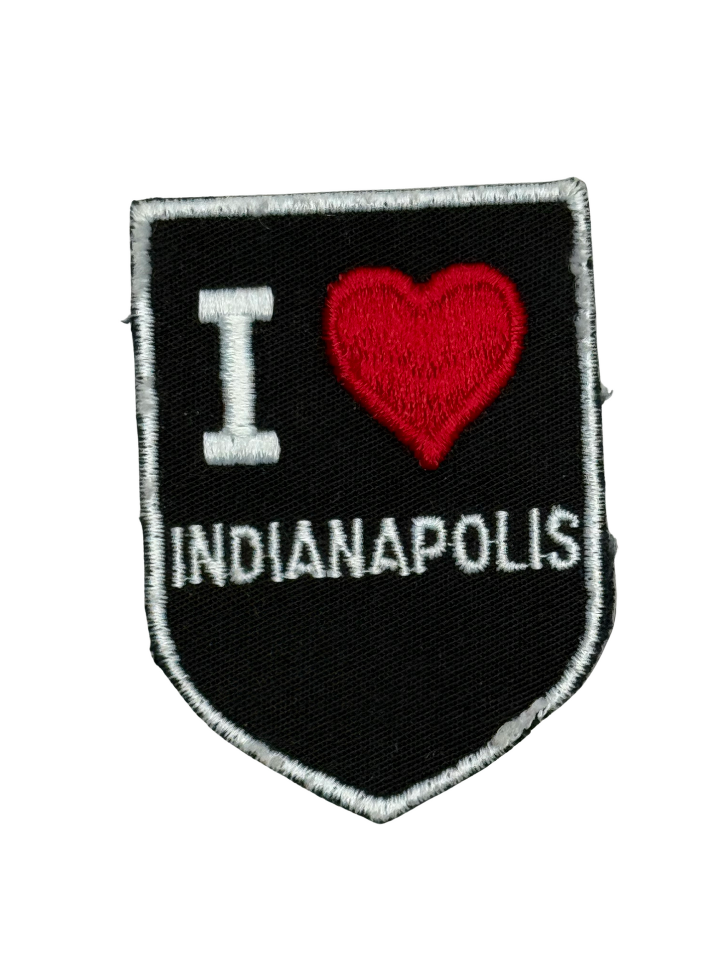 Patch with 'I ❤️ Indianapolis' text on a black background