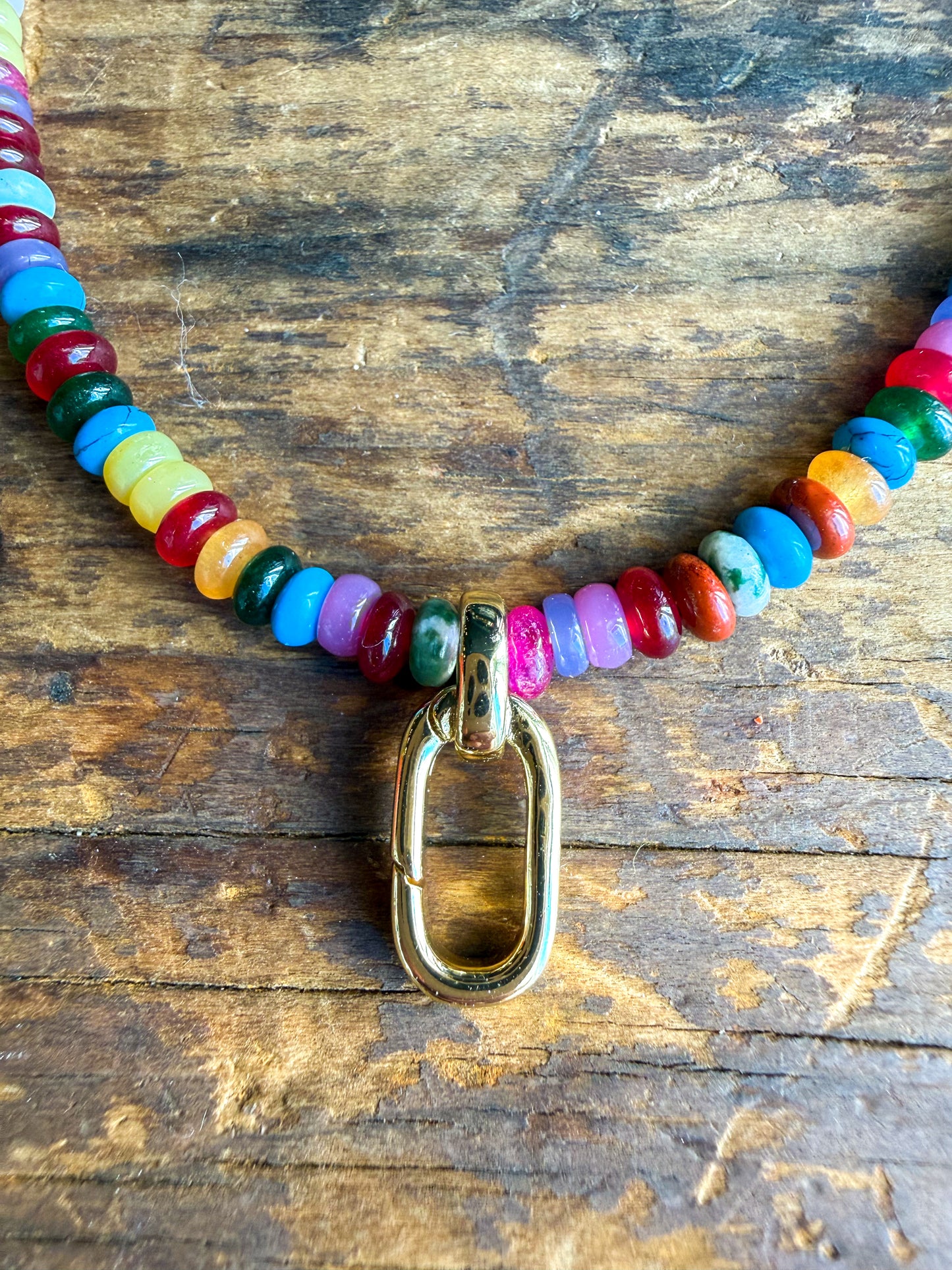 Mixed Stone Multicolor Rondelle Beaded Necklace