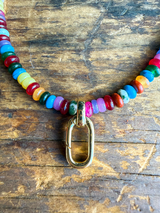 Mixed Stone Multicolor Rondelle Beaded Necklace