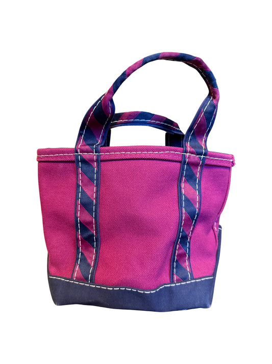 Vintage 90's Mini L.L. Bean Boat and Tote- Fuchsia & Navy with Zip Top