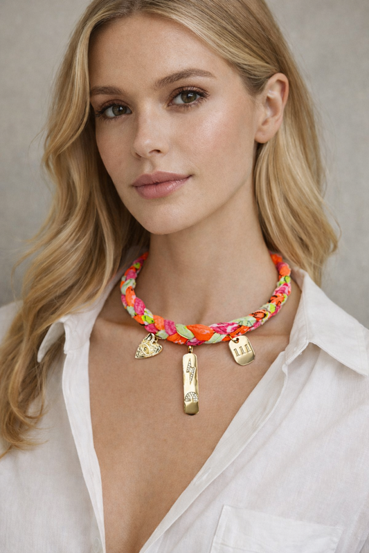 Braided Bandana Necklace- Neon Nectar