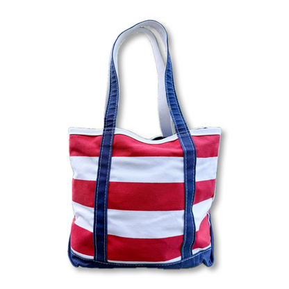 The Varsity- 1:1 Vintage LL Bean Boat & Tote Medium Red and White Rugby Stripe