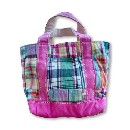 Vintage Y2K LL Bean Boat & Tote- Mini Pink Madras Zip Top