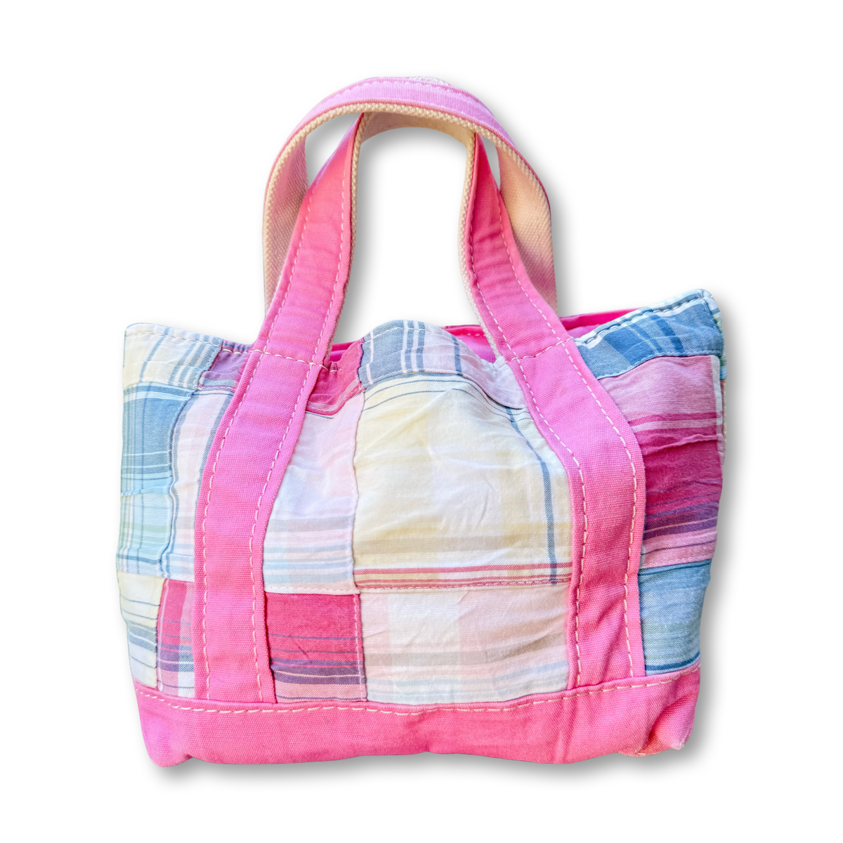 Vintage 1990s LL Bean Boat & Tote Mini Pink Madras