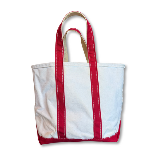 Vintage 1970s LL Bean Boat & Tote Medium Red Handles