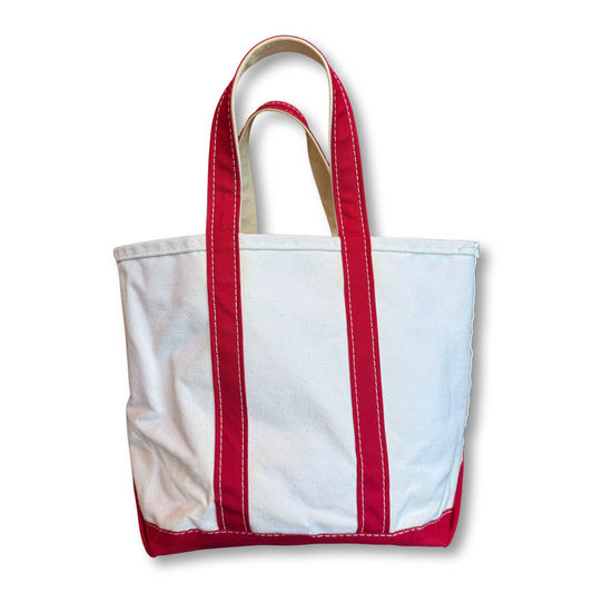 Vintage 1970s LL Bean Boat & Tote Medium Red Handles