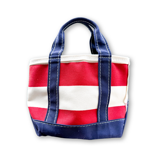 Vintage Y2K LL Bean Mini Boat & Tote Red and White Rugby Stripe