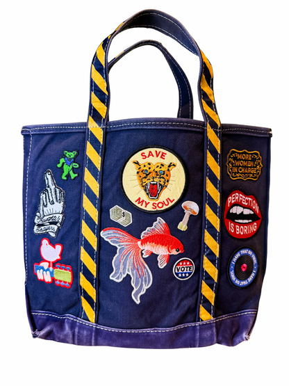 The Wildcard 1:1 Patched Vintage 1990s LL Bean Medium Navy Zip Top Boat & Tote