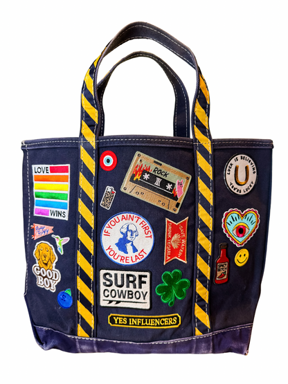 The Wildcard 1:1 Patched Vintage 1990s LL Bean Medium Navy Zip Top Boat & Tote