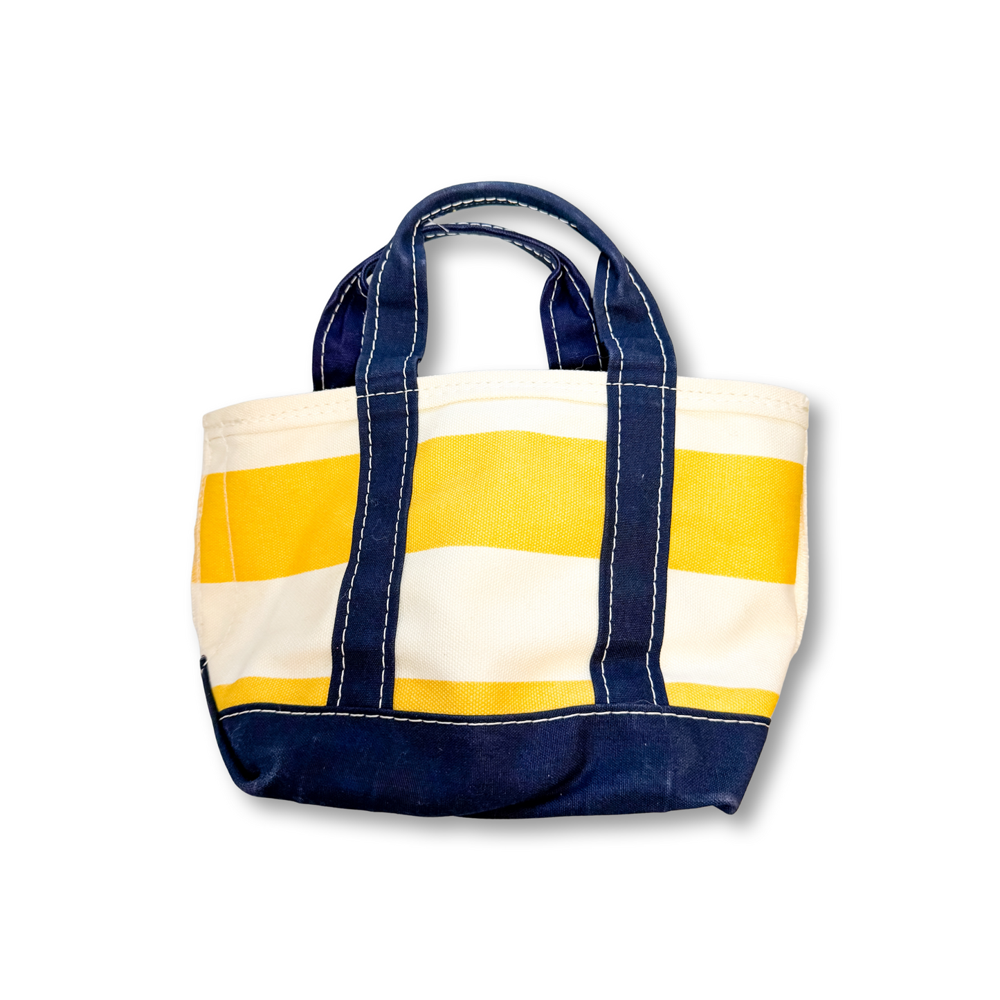 Vintage Y2K LL Bean Boat & Tote Mini Yellow and White Stripes