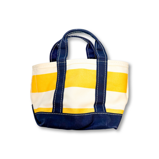 Vintage Y2K LL Bean Boat & Tote Mini Yellow and White Stripes