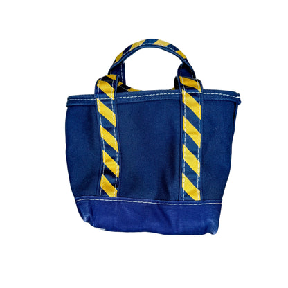 Vintage 1990’s LL Bean Boat & Tote Mini Navy Blue Regimental Yellow Stripe