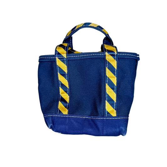 Vintage 1990’s LL Bean Boat & Tote Mini Navy Blue Regimental Yellow Stripe