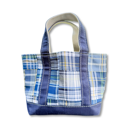 Vintage LL Bean Boat & Tote- Mini Blue Madras