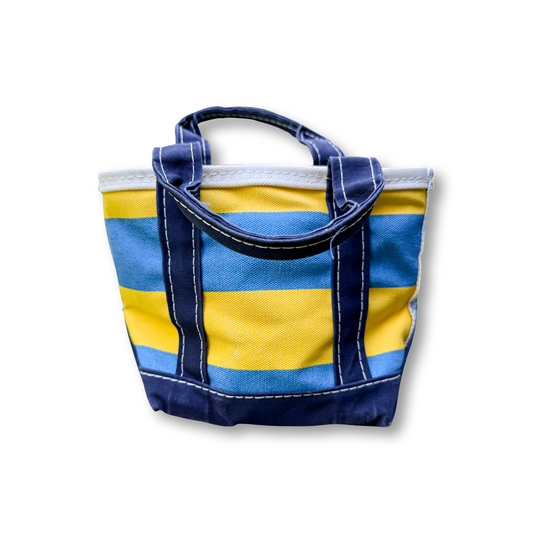 Vintage Y2K LL Bean Boat & Tote Mini Blue and Yellow Rugby Stripe