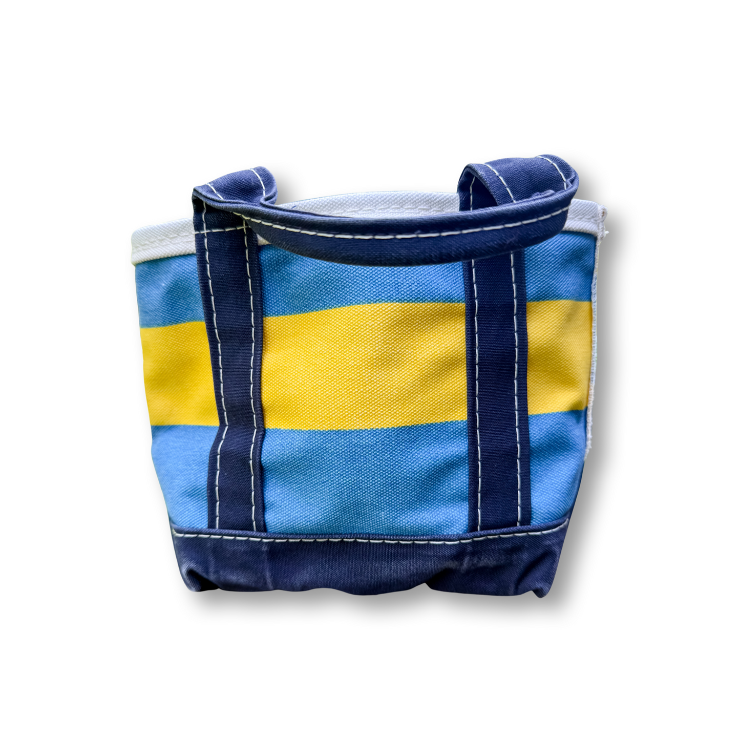 Vintage Y2K LL Bean Boat & Tote Mini Blue and Yellow Rugby Stripe